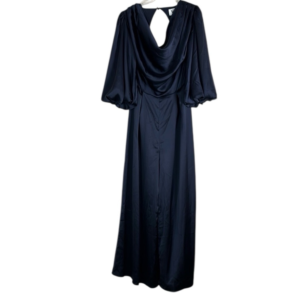 Elegant Navy Blue Evening Pant Suit Sz UK 10 Navy Blue Lined - Picture 2 of 15
